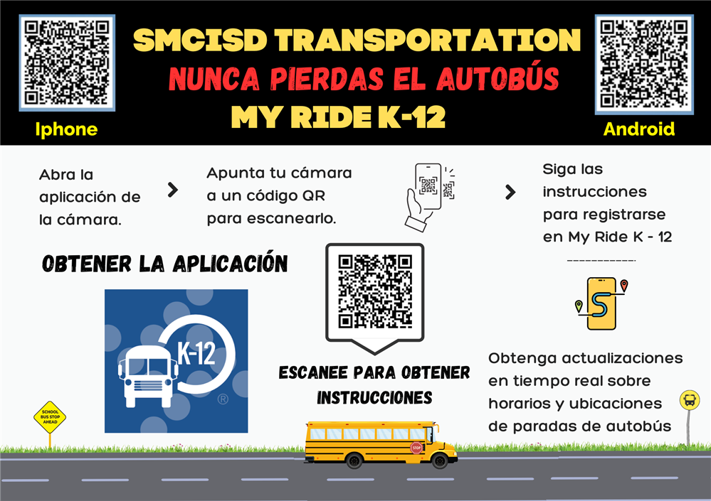 Never miss the bus. My Ride K-12. Get real time updates on bus stop times and locations. Scan the QR code to download.